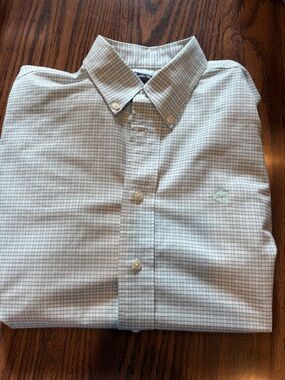 Brooks Brothers Fleece Checked Button-Down Dress Shirt Light Blue Large Youth